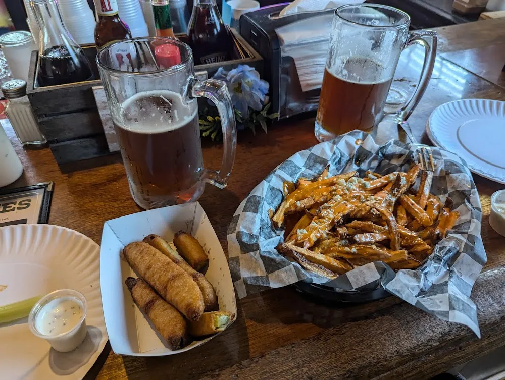 Fried Pickles and Buffalo Blue Cheese Fries